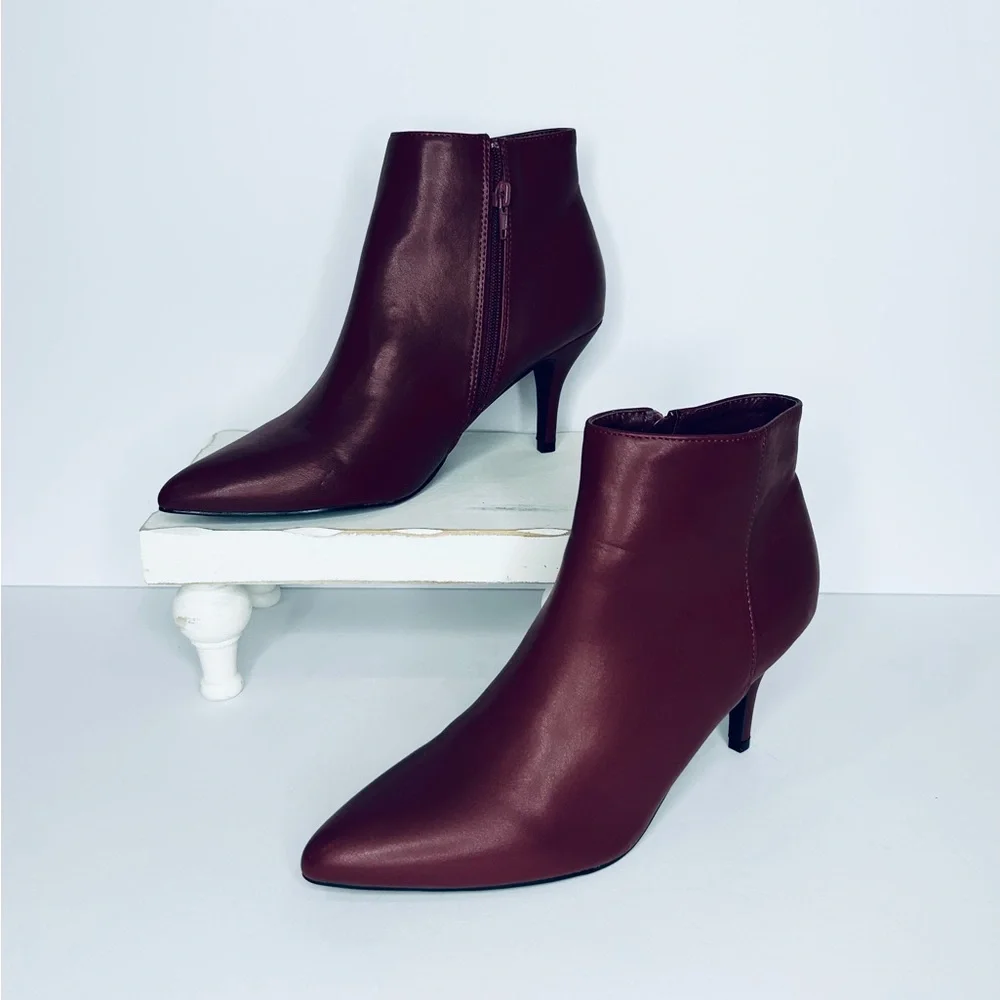 Perphy Women's Pointed Toe Side Zipper Stiletto Heel Ankle Booties
